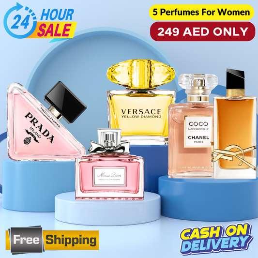 Miss Dior + YSL Libre + Coco Mademoiselle + Prada Paradox + Versace Yellow Diamond