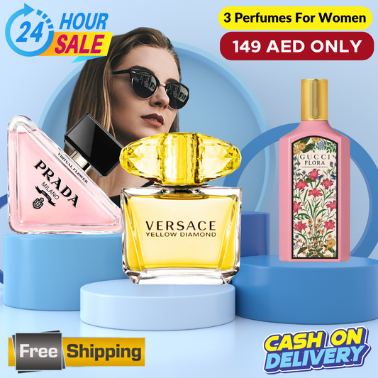 Prada Paradoxe + Gucci Flora + Versace Yellow Diamond