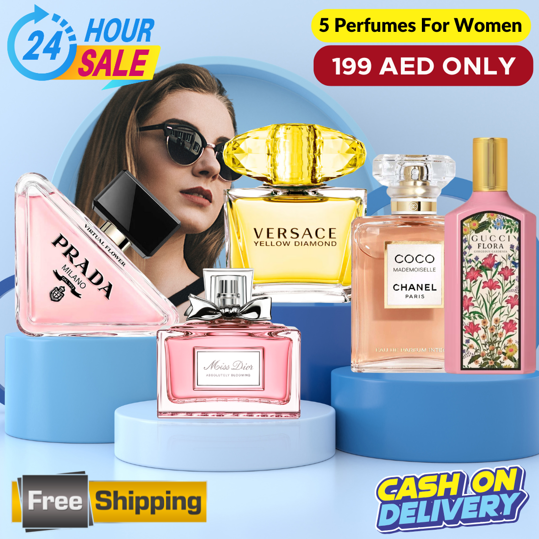 Miss Dior + Coco Mademoiselle + Prada Paradoxe + Gucci Flora + Versace Yellow Diamonf