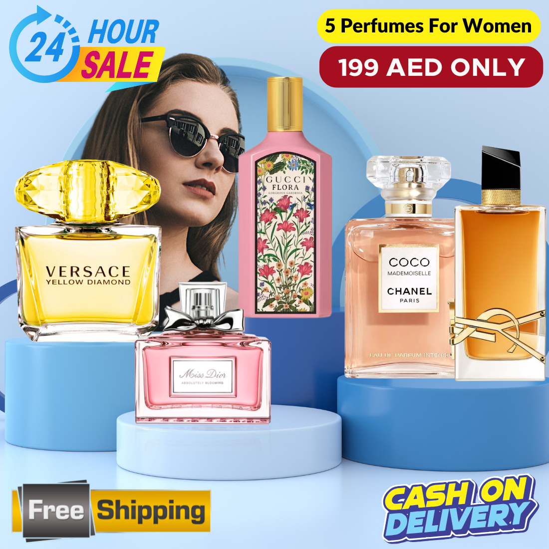 Miss Dior + YSL Libre + Coco Mademoiselle + Gucci Flora + Versace Bright Crystal