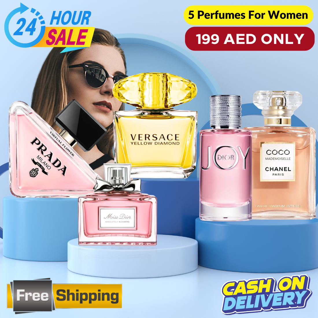 Miss Dior + Coco Mademoiselle + Prada Paradoxe + Dior Joy + Versace Yellow Diamond
