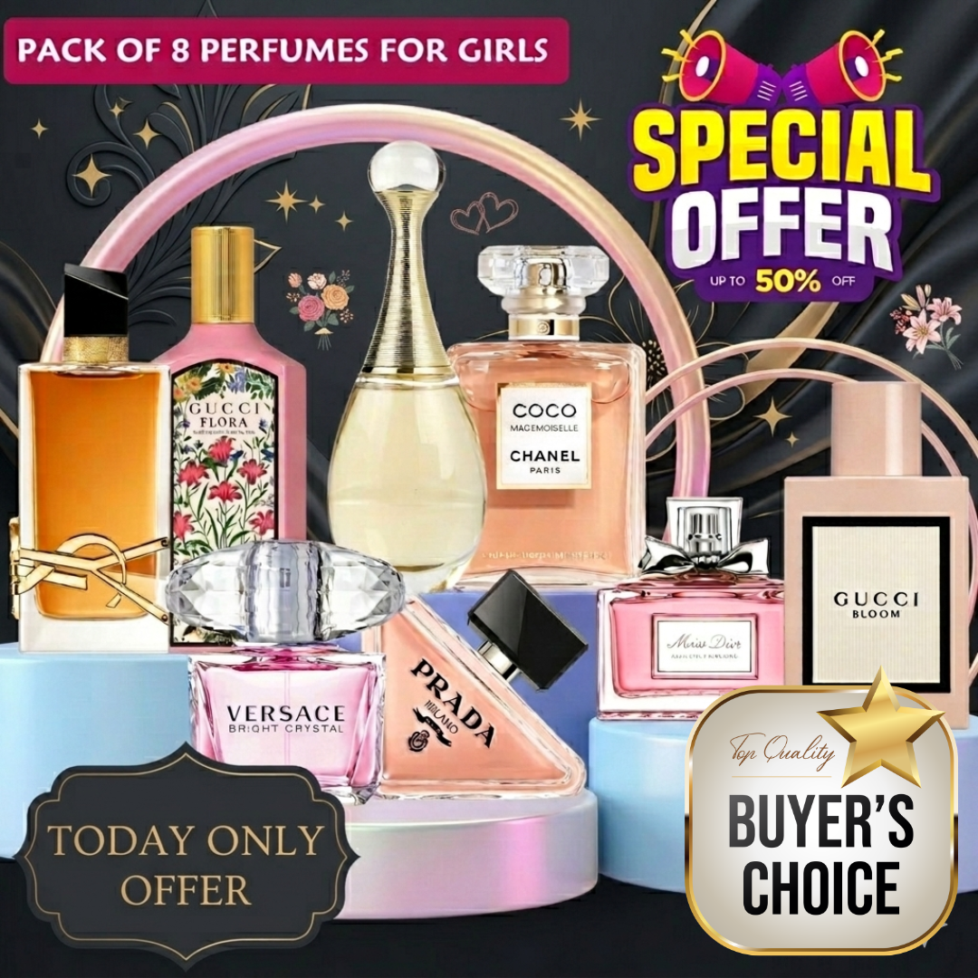 Pack of 8 Perfumes For Girls - Special Discount